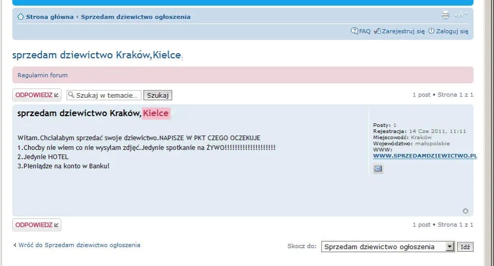 Sprzedaję dziewictwo - Portal dla kobiet chcących sprzedać niewinność
